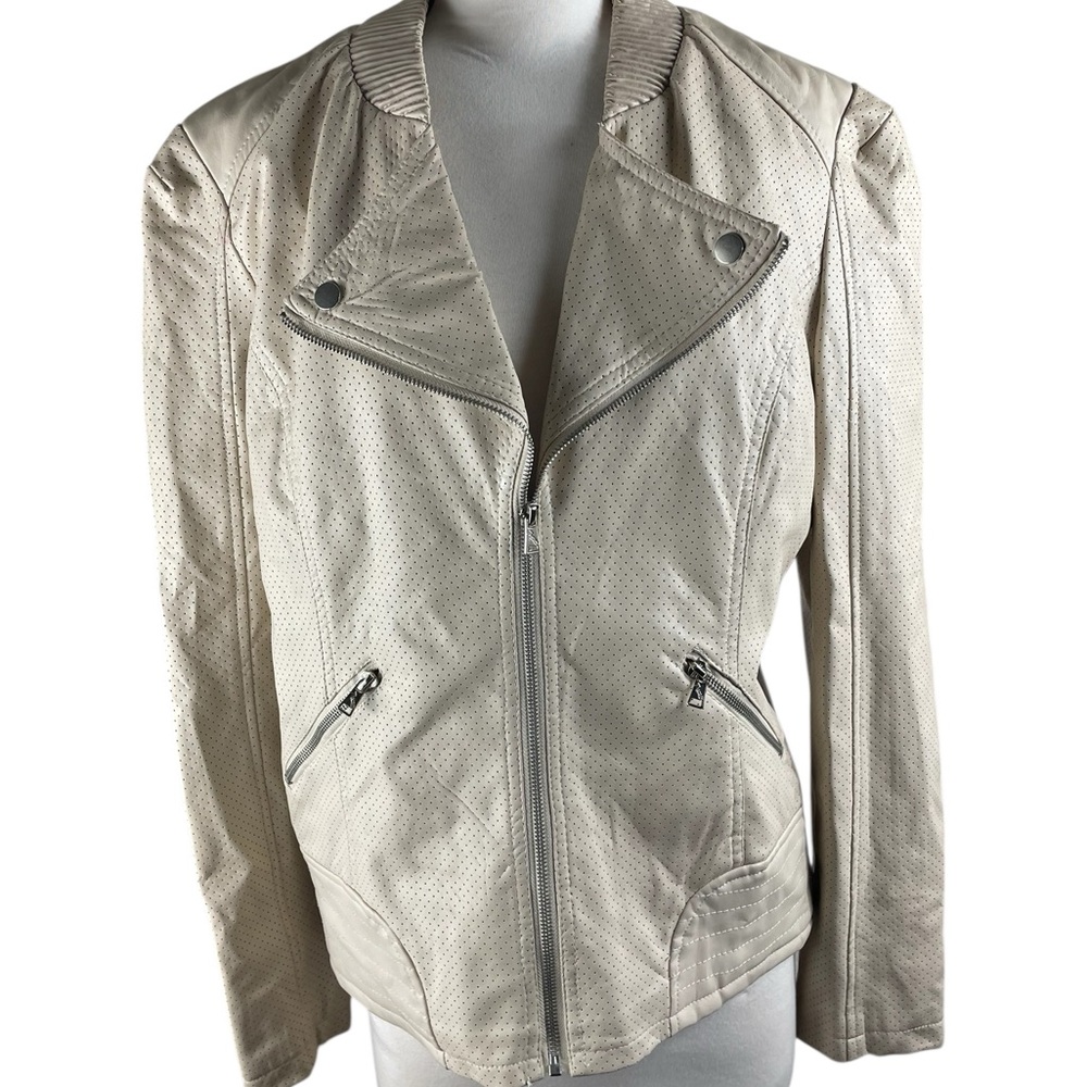 Therapy Cream Faux Leather Jacket,‎ Size Large -NWT